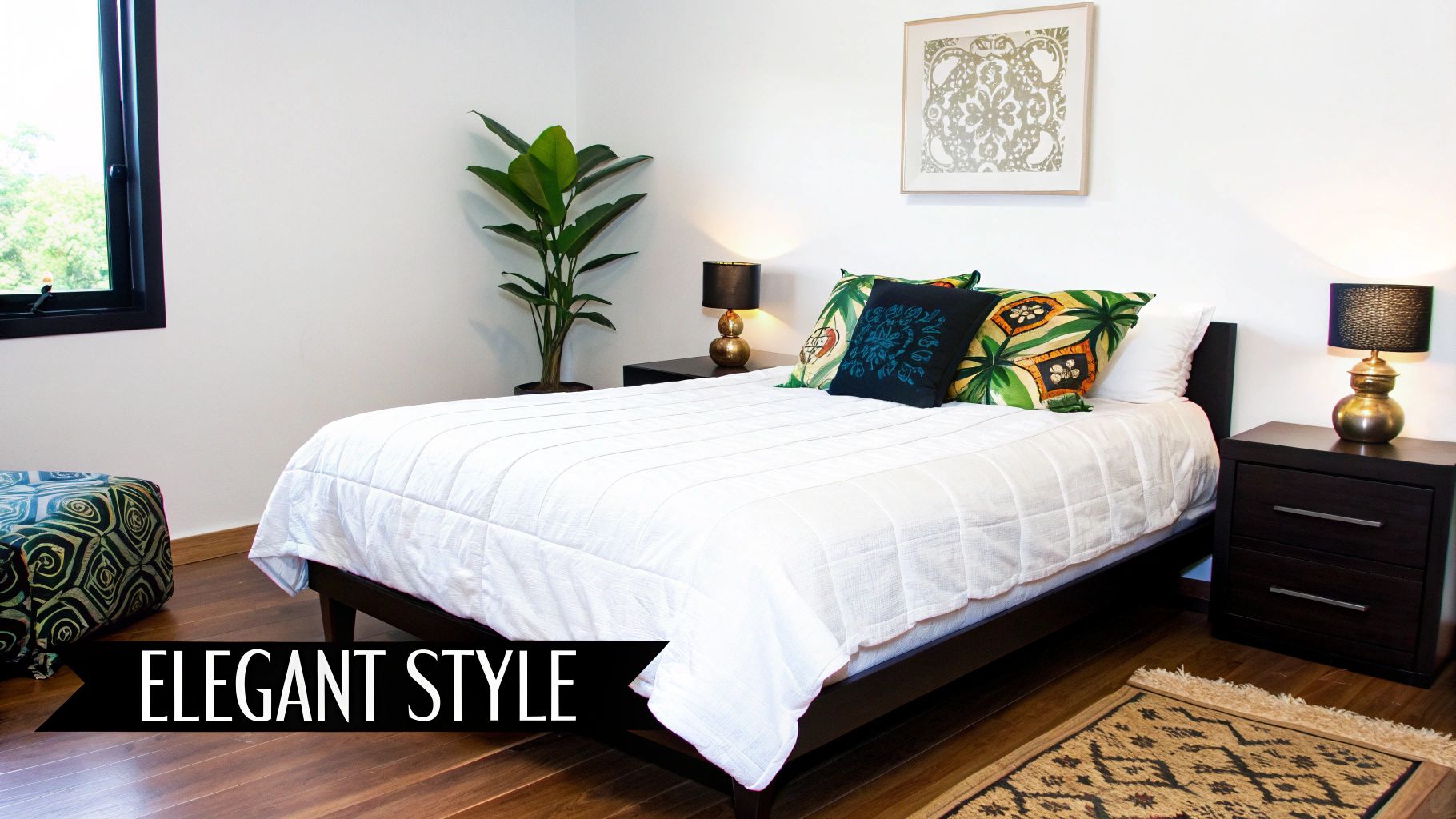 Someone carefully folding a pristine white duvet cover on a well-made bed.