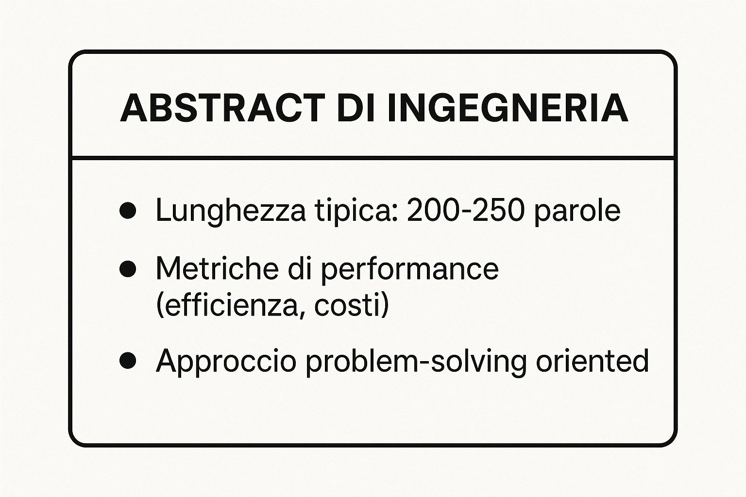 Infographic showing key data about Abstract per Tesi Magistrale in Ingegneria