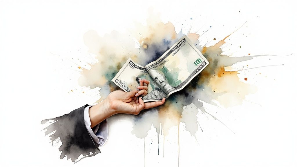 Une pile de pièces de monnaie canadiennes et de billets de banque avec une calculatrice, symbolisant le recouvrement d'argent après un jugement.