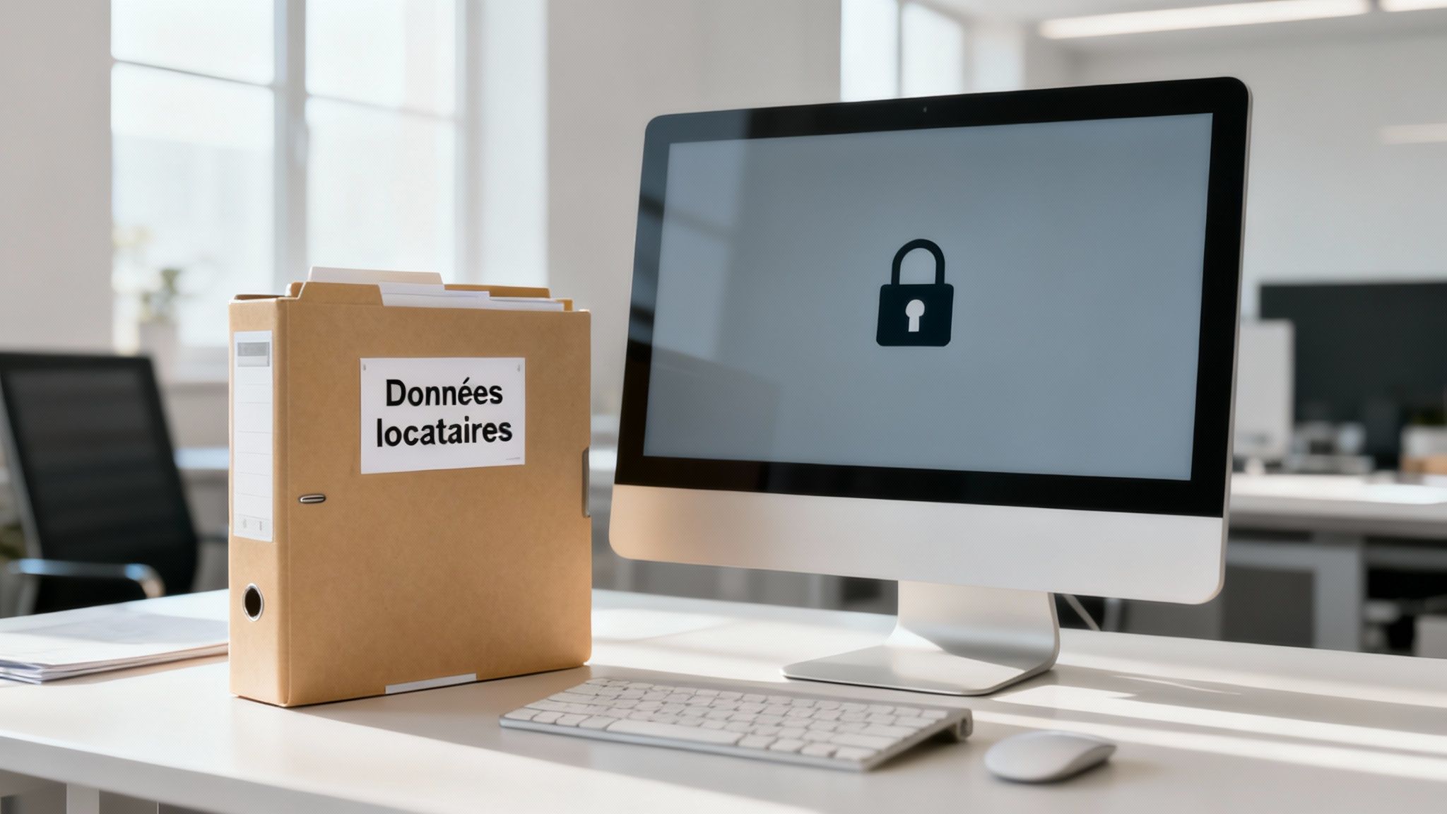 Un propriétaire rangeant un dossier dans une armoire de classement sécurisée