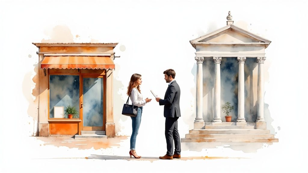 Une salle de réunion où des professionnels analysent des documents, illustrant la collaboration entre PME et experts en skip tracing.