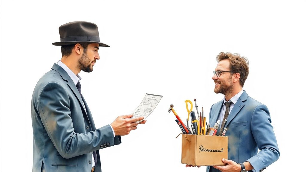 Un bureau professionnel avec des documents financiers et un ordinateur portable, symbolisant la gestion des créances.