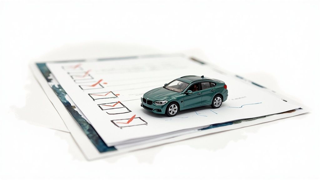 Une personne examinant un document avec une loupe, symbolisant la vérification d'antécédents