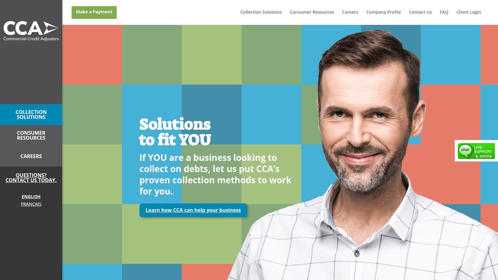 Un représentant de Commercial Credit Adjusters (CCA) discute avec un client à Calgary.