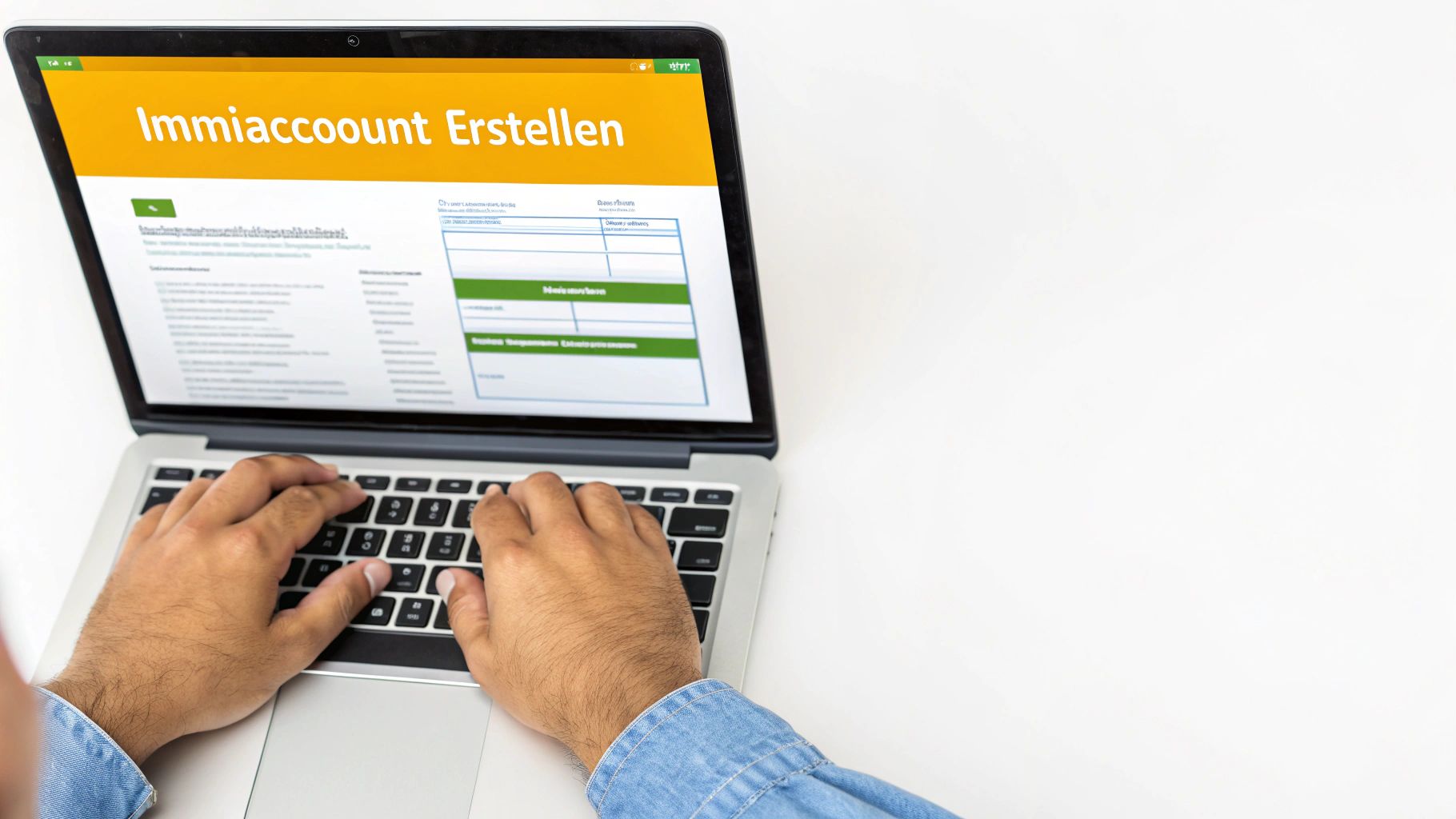 Eine Person füllt am Laptop einen Online-Visumantrag aus, mit einem Reisepass und einer Tasse Kaffee daneben.