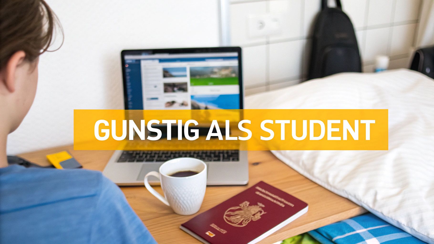 Zwei Studenten schauen auf eine Weltkarte und planen ihre nächste Reise