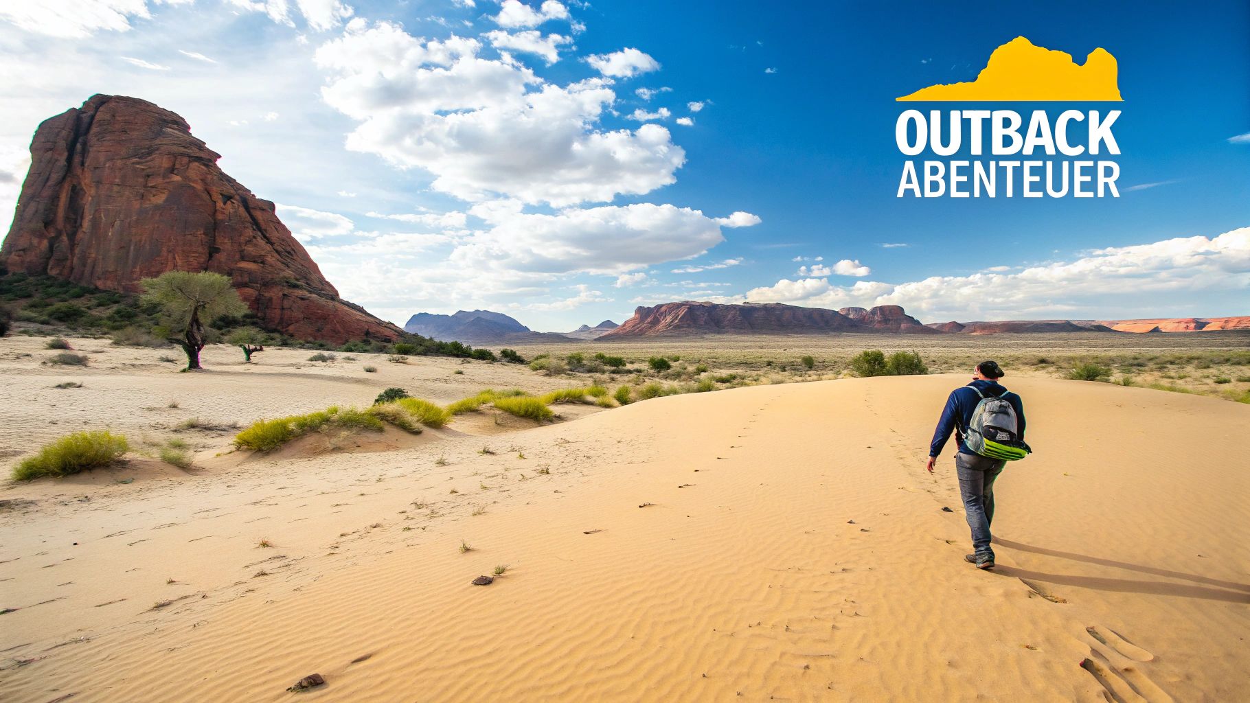 Roter Sand und endlose Straße im australischen Outback