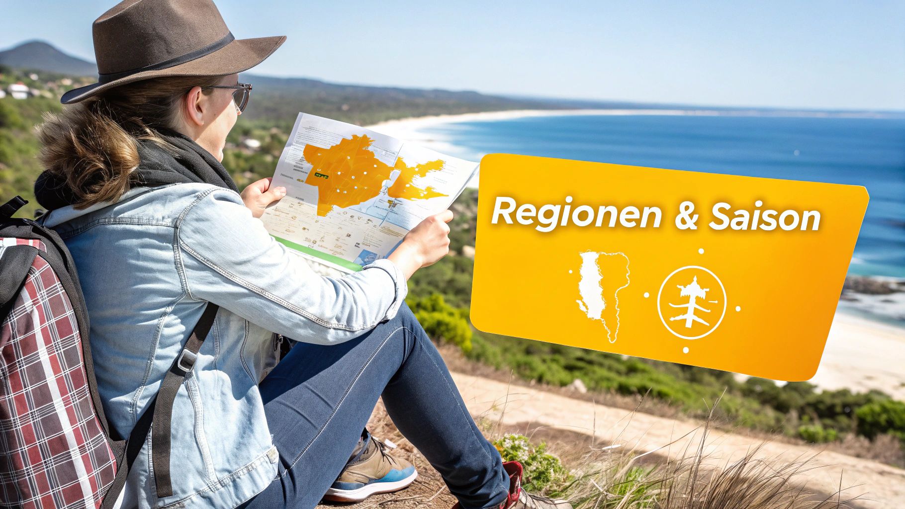 Eine Karte von Australien mit Markierungen für verschiedene Jobregionen und Erntezeiten