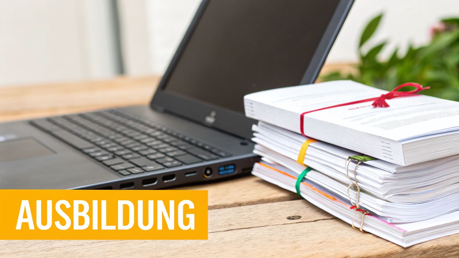 Eine Person sitzt mit einem Laptop an einem Schreibtisch und erstellt einen Lebenslauf mithilfe eines Online-Tools.