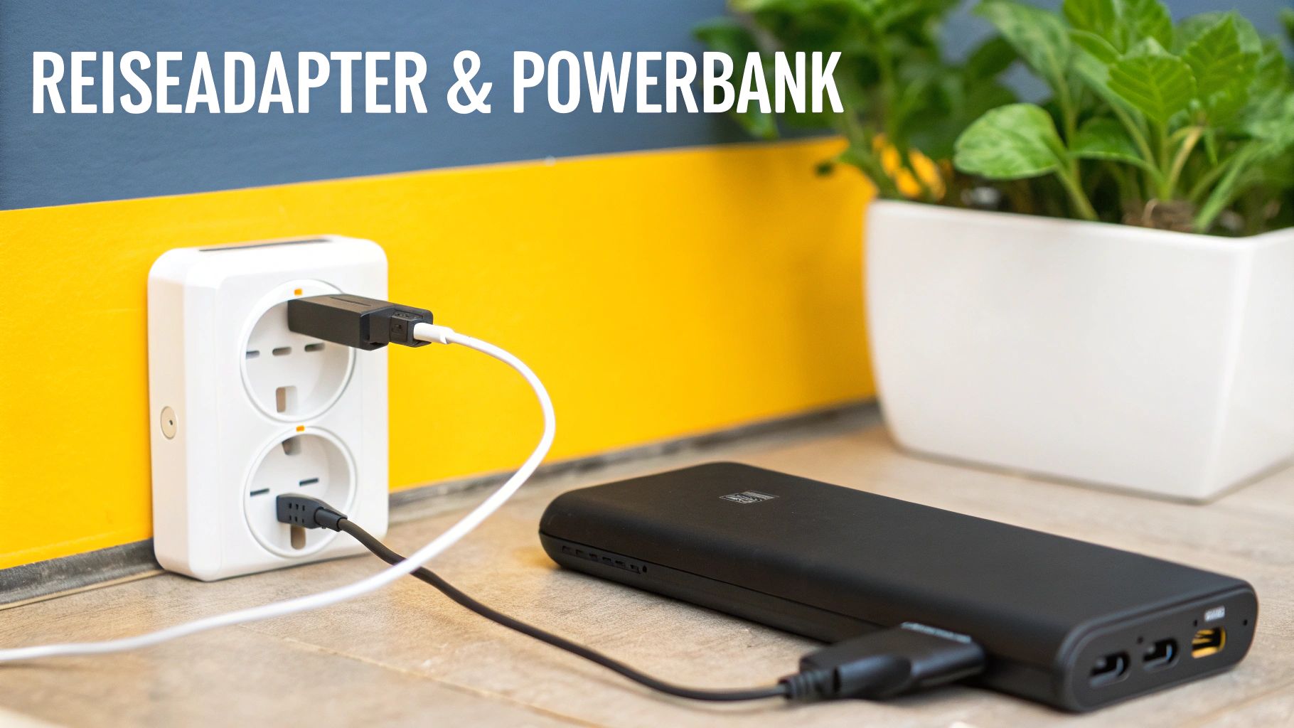 Reiseadapter und Powerbank