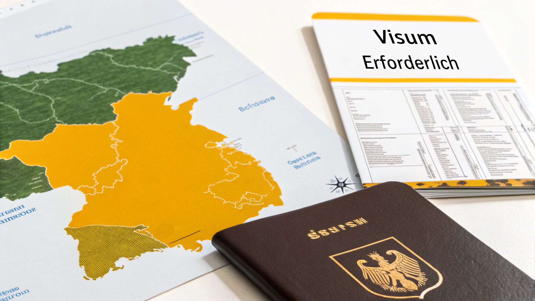 Jemand hält einen deutschen Reisepass vor der Kulisse des Sydney Opera House