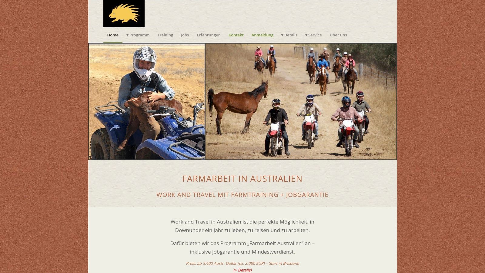 Work and Travel Australien mit Farmarbeit und Jobgarantie