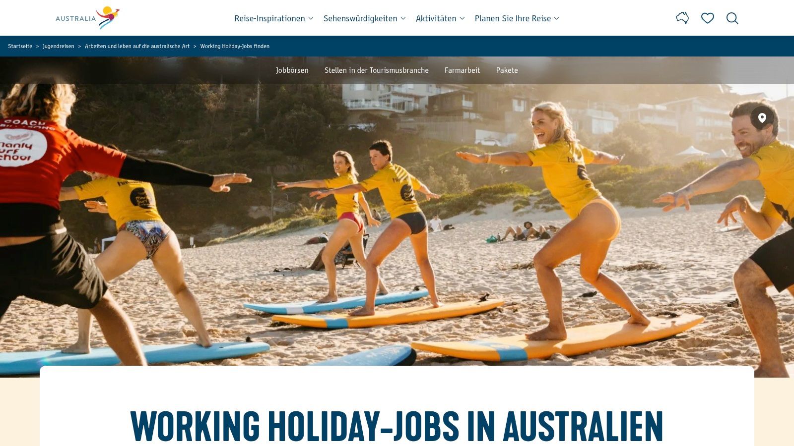 Tourism Australia – Working Holiday-Jobs in Australien