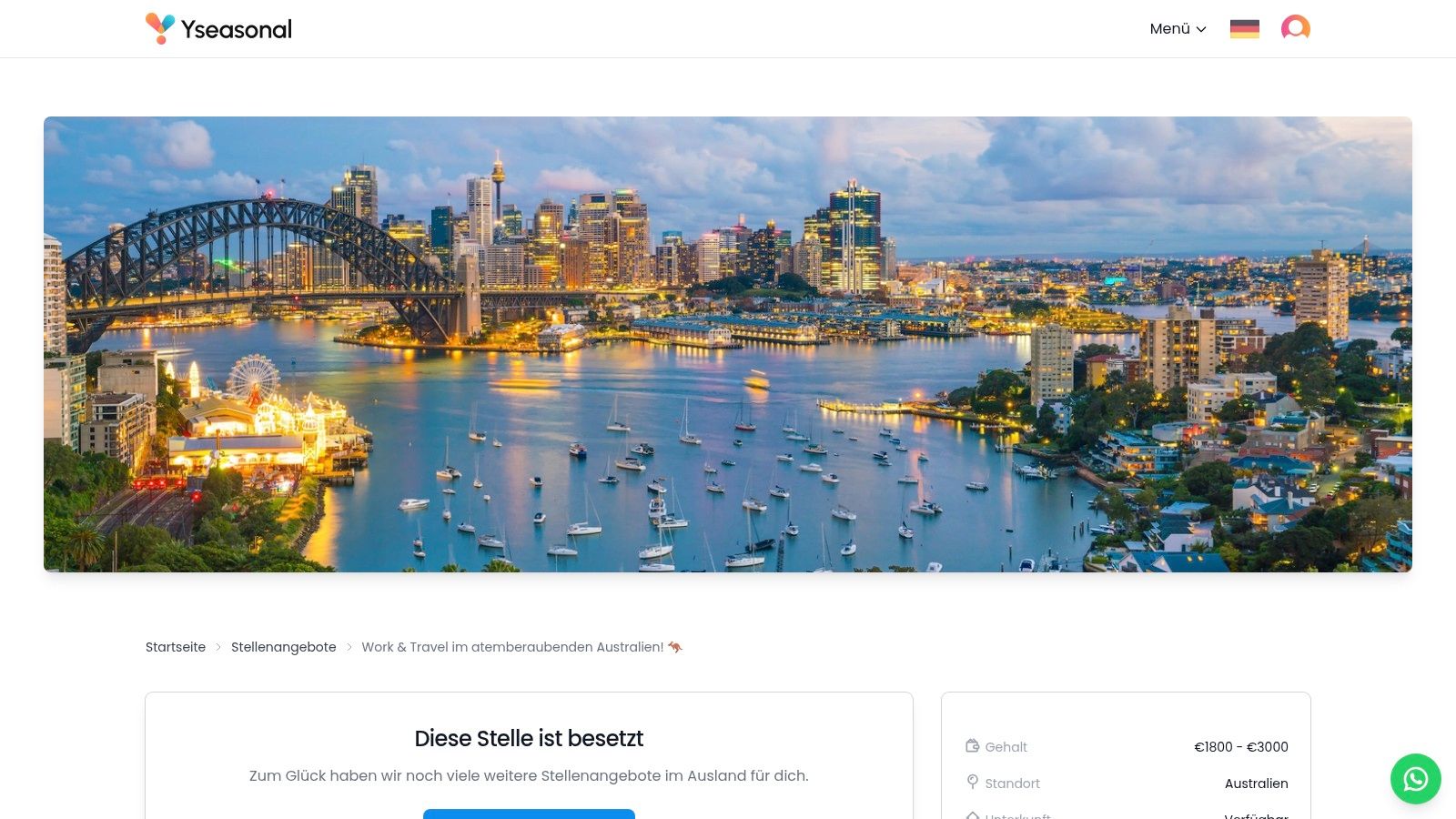 Yseasonal – Work & Travel Stellenangebote