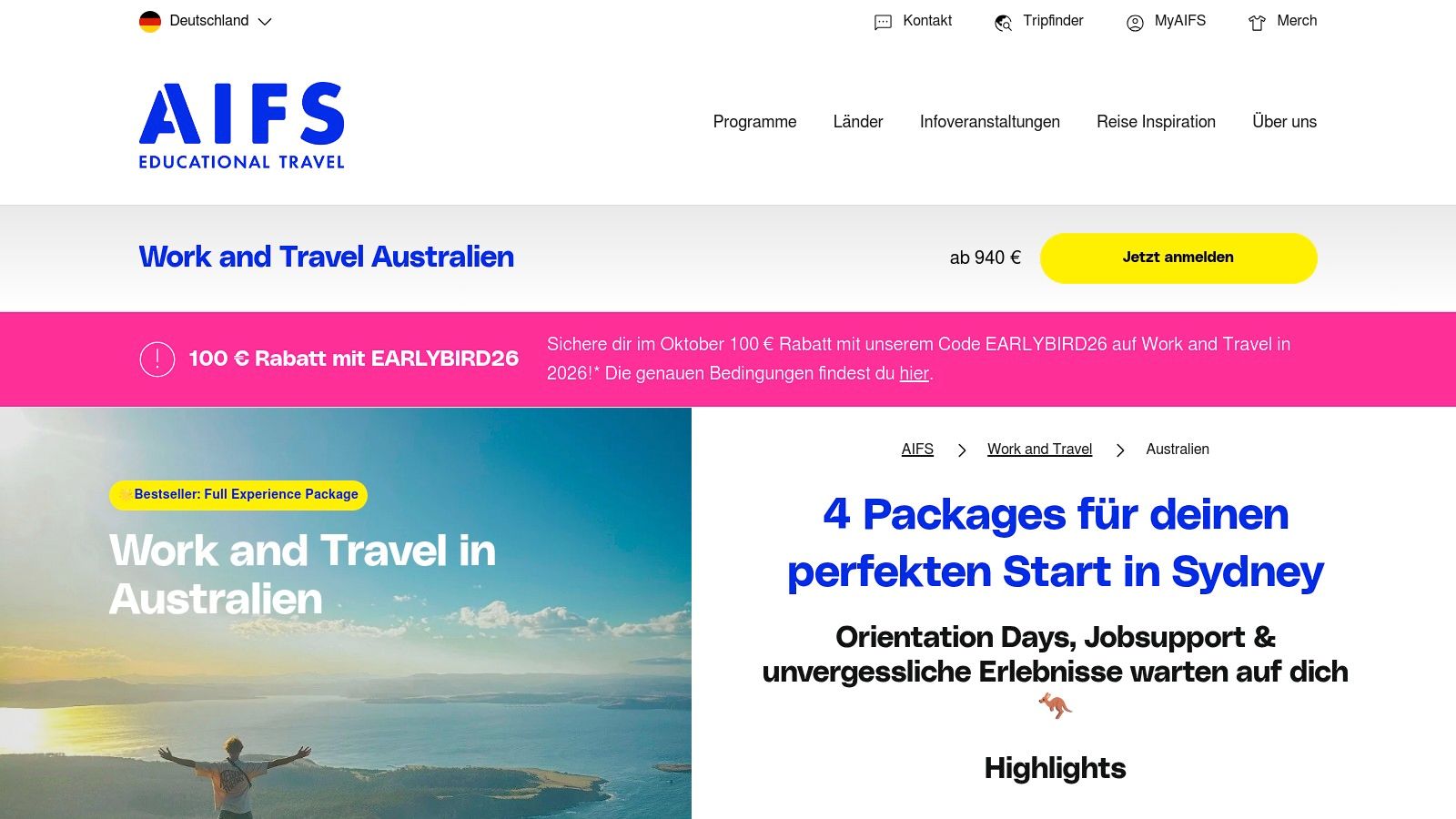 AIFS Deutschland – Work & Travel Australien