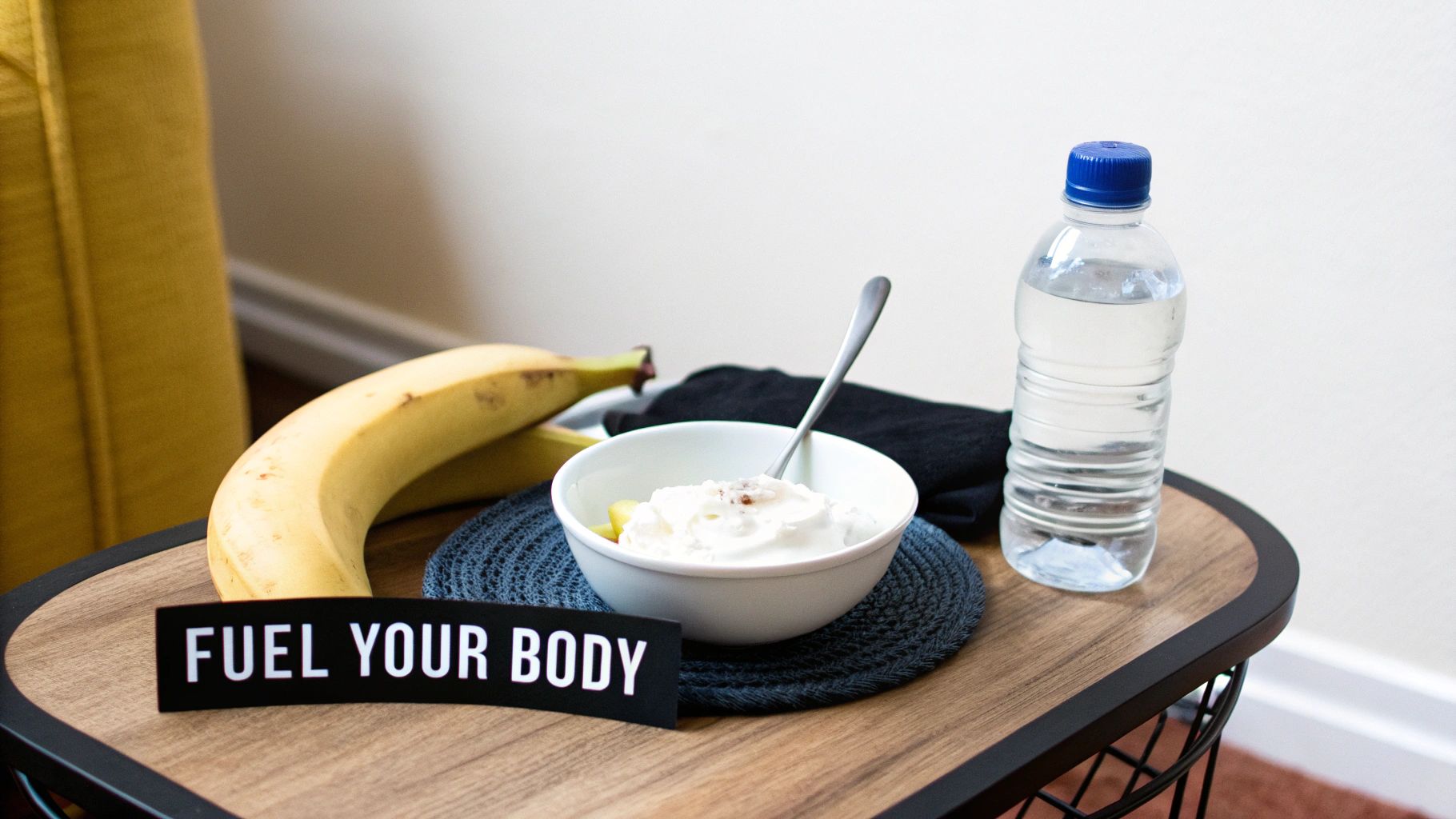 A colourful flat lay of healthy foods like fruits, vegetables, lean protein, and nuts, representing balanced nutrition.