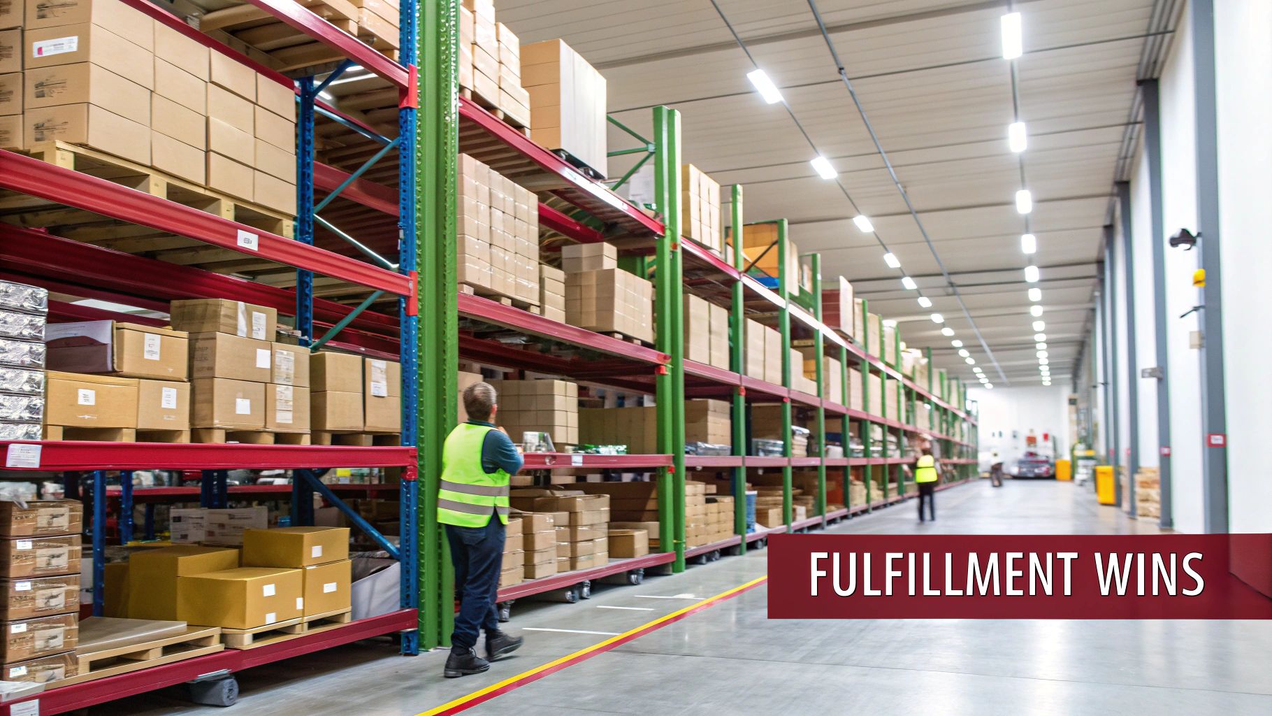 Fulfillment boxes with Amazon logos ready for shipping