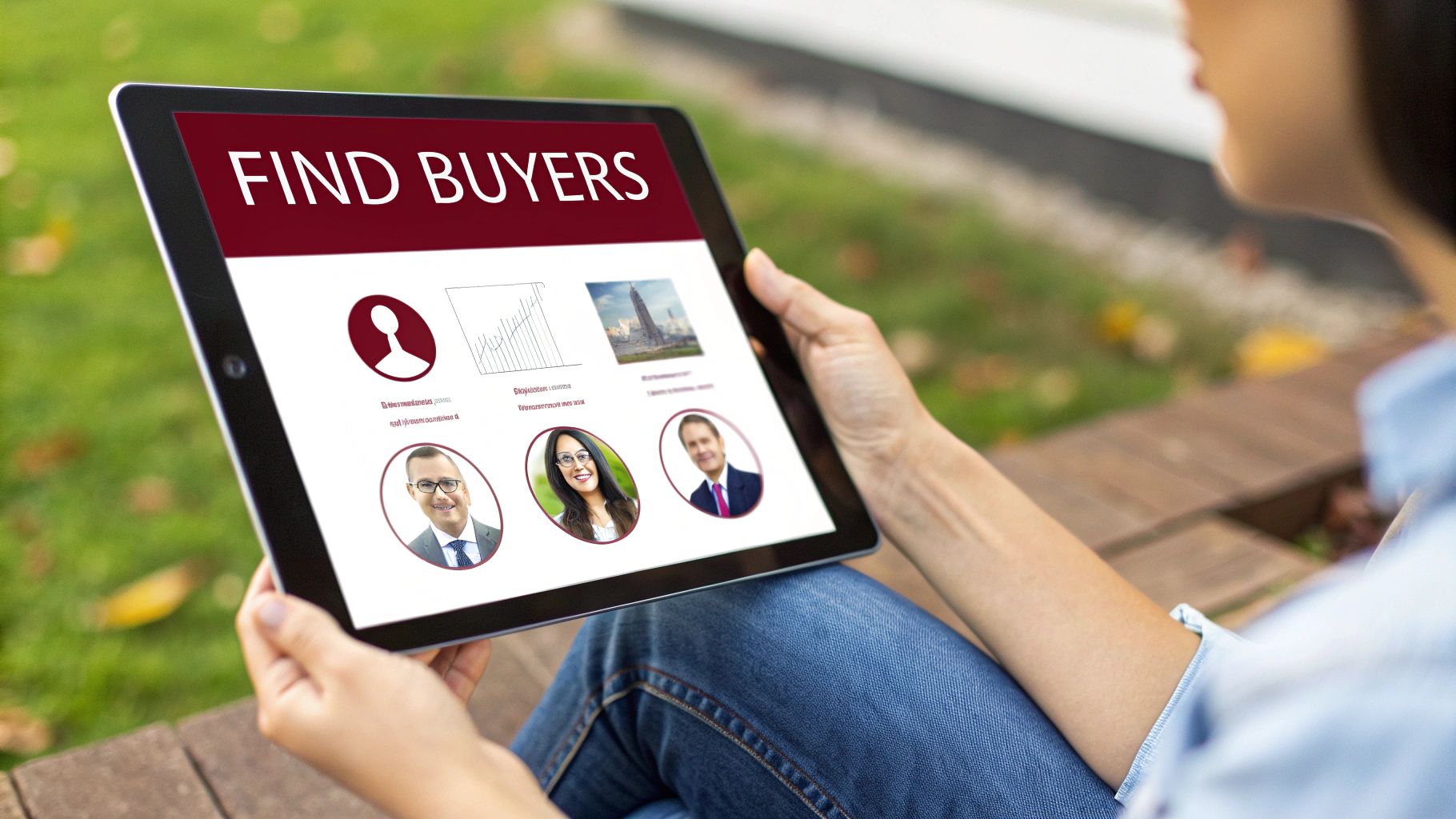 A diverse group of shoppers looking at their phones, representing different marketplace audiences.