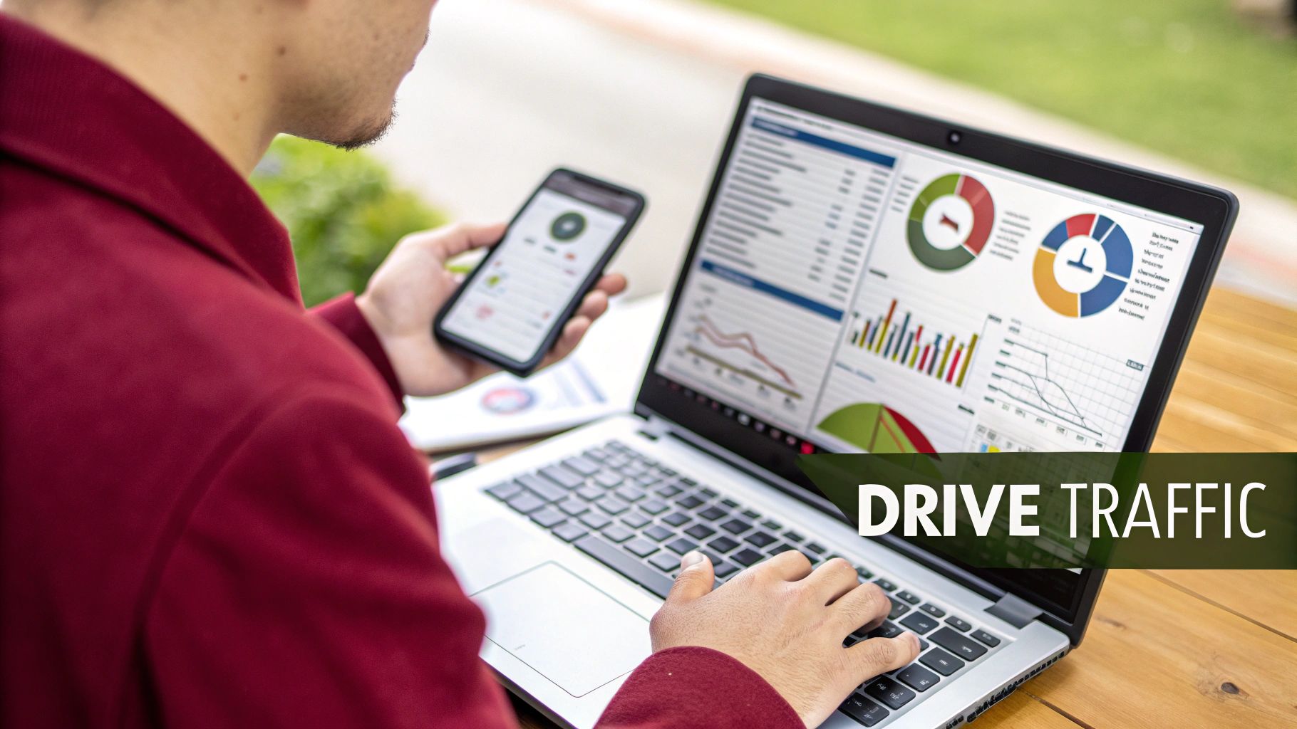 A dashboard showing Amazon Store analytics, with graphs for traffic and sales.