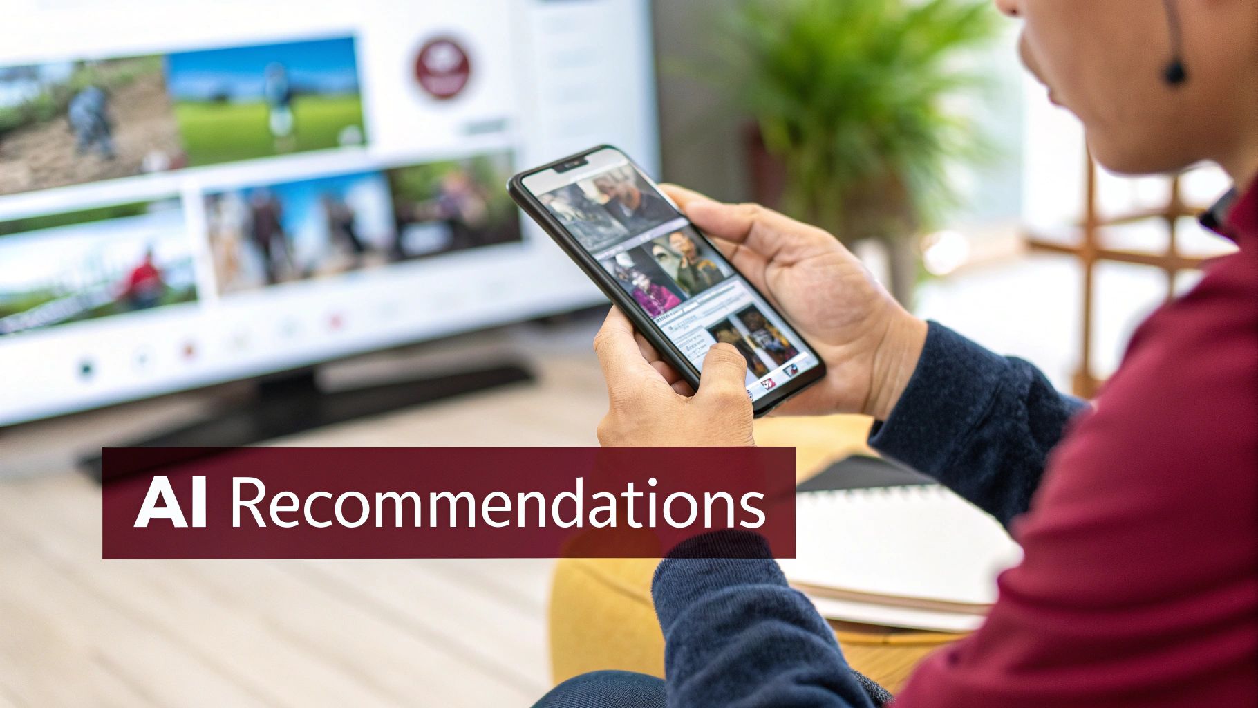 An abstract image representing AI and data points interacting with an online shopping interface.