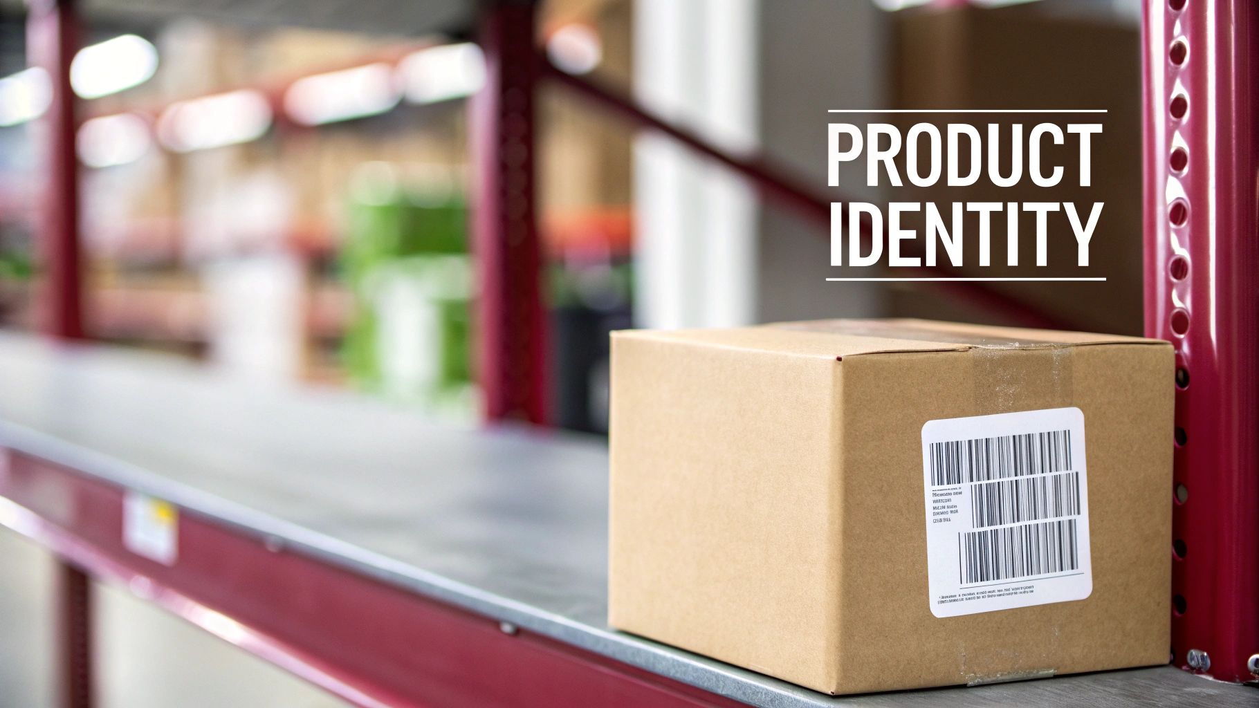 An Amazon seller scanning a product's UPC code on its packaging with a barcode scanner in a warehouse setting.