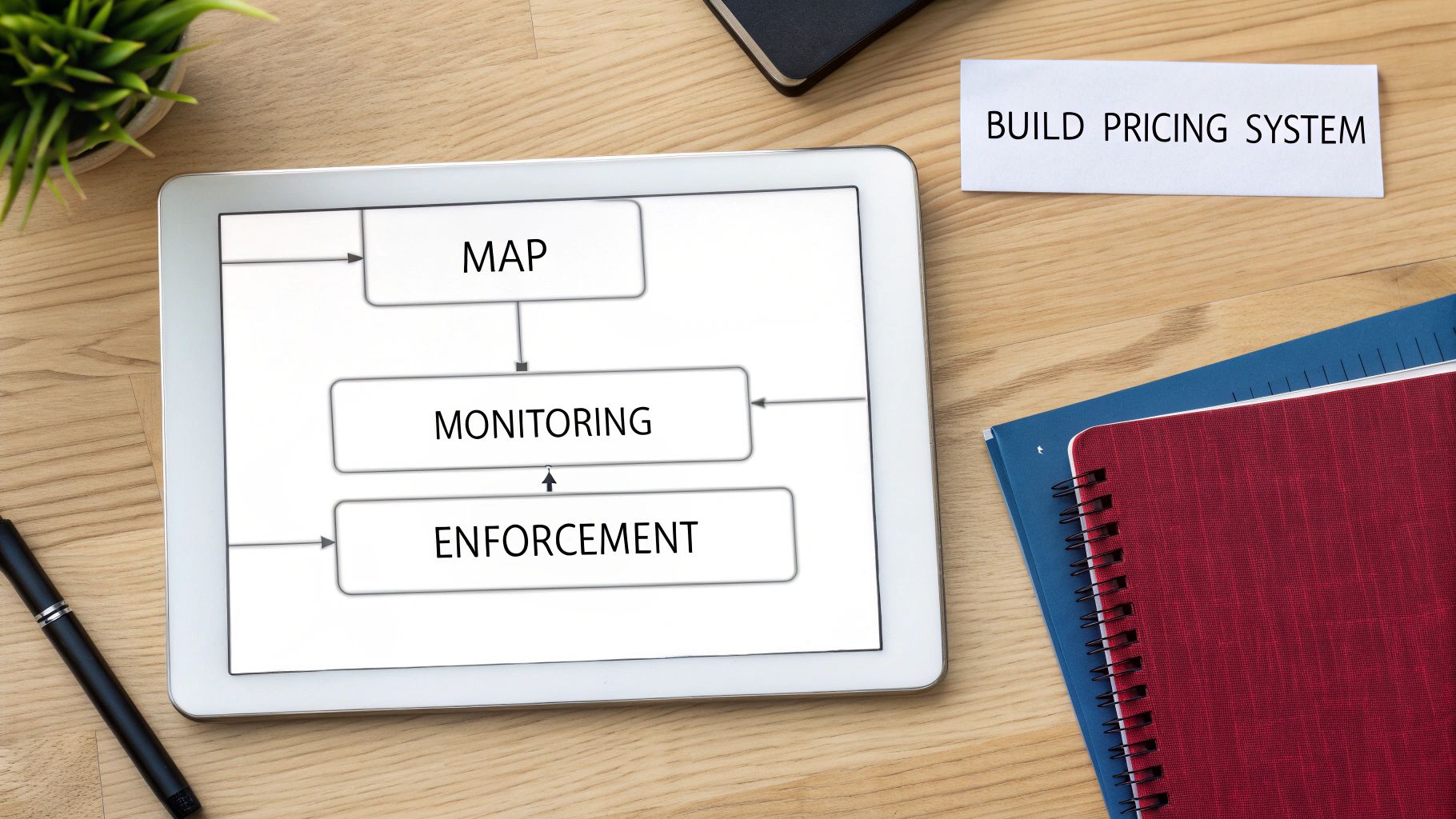 A person working on a laptop with charts and graphs related to pricing on the screen.