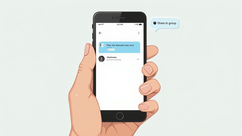 A person's hand holding a smartphone with the X app open, ready to engage with content.