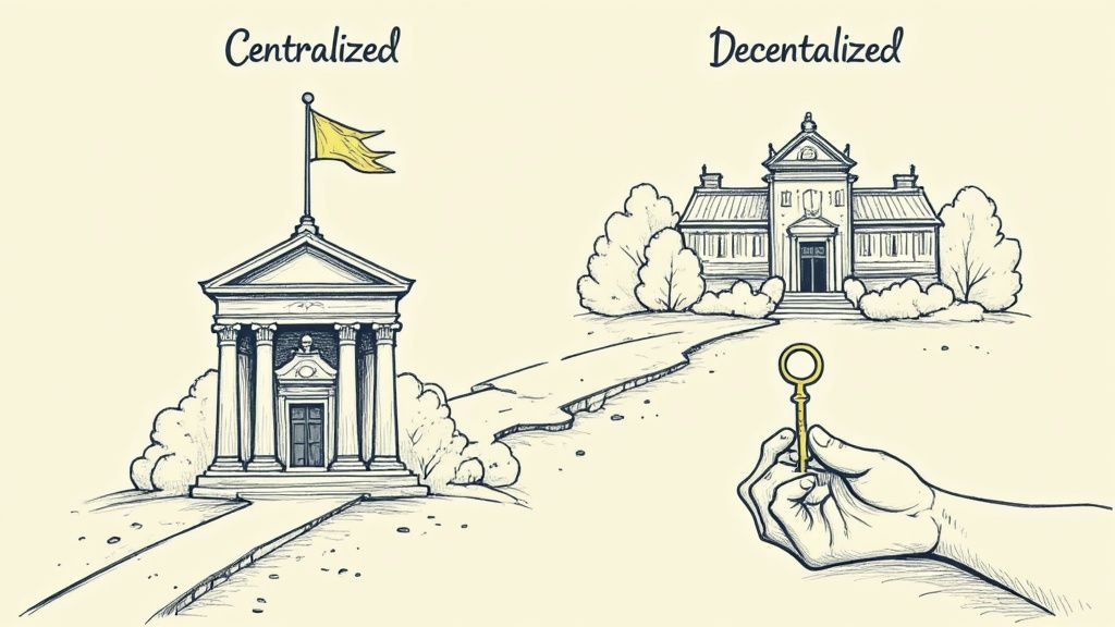 A person holding a physical representation of a cryptocurrency coin, symbolizing ownership and control.