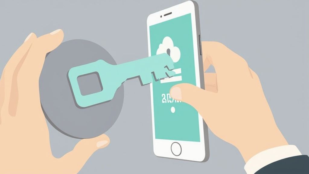 A person interacting with various holographic icons representing decentralized applications and finance.