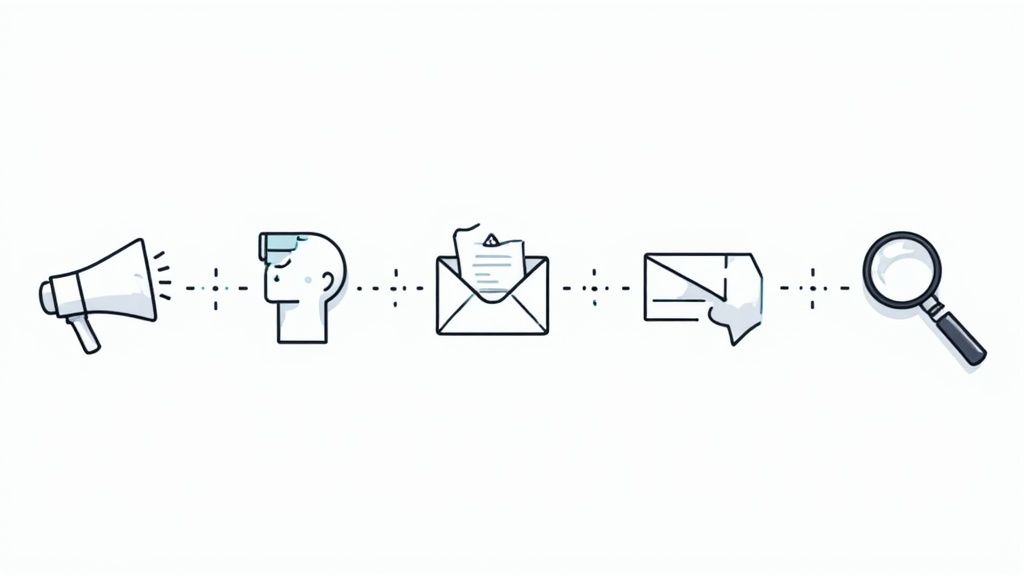 A person interacting with a futuristic interface, suggesting finding new tech opportunities.