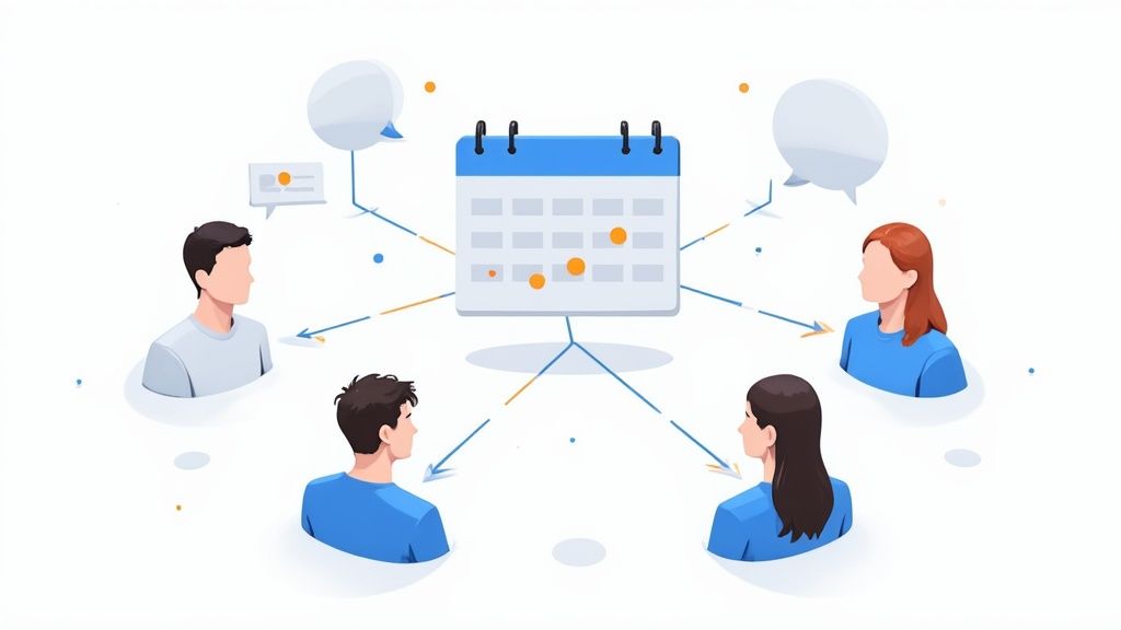 An infographic illustrating the key responsibilities of a Community Manager, including 'Event Planning', 'Engagement Tracking', 'Feedback Collection', and 'Culture Building'.