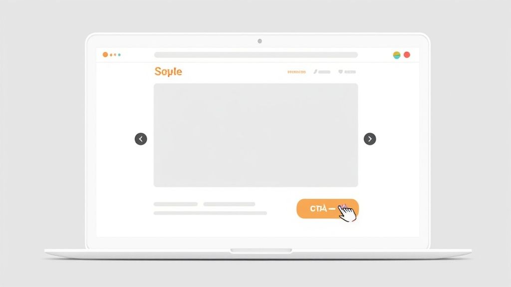 A person designing a landing page on a laptop