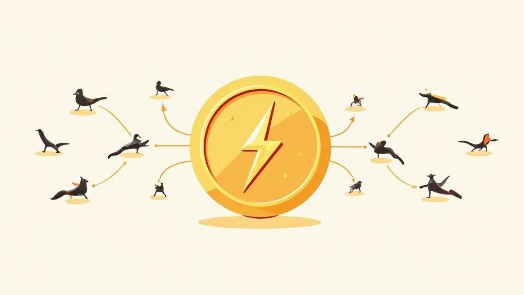 A visual representation of cryptocurrency coins, highlighting their native connection to their own blockchain.