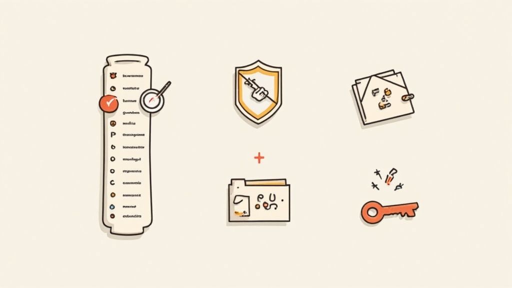 A person using a magnifying glass to inspect a digital crypto coin, symbolizing the search for airdrops and the need for security.