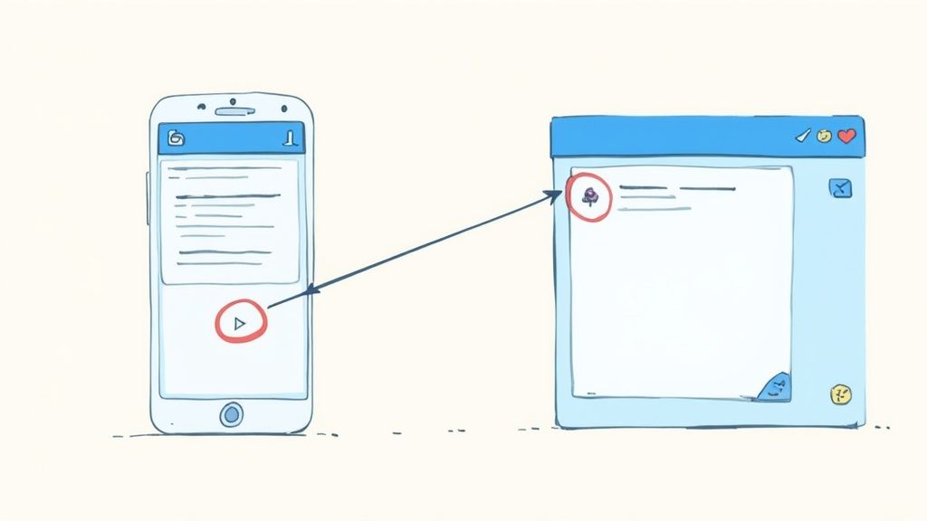 A user's finger pointing to the speech bubble icon under a tweet on a mobile phone screen