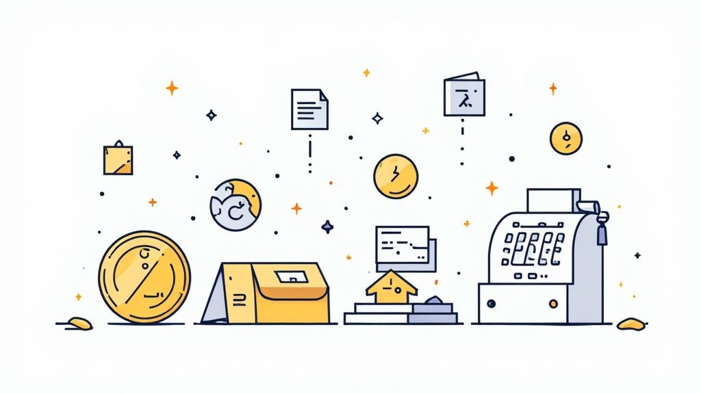 Illustration showing the diverse applications of crypto coins and tokens