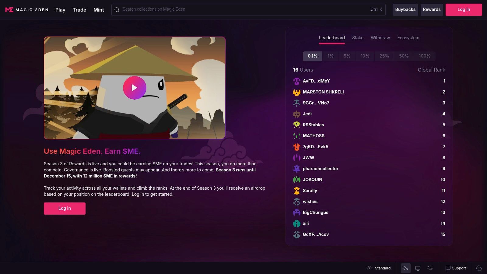 Magic Eden Rewards & Quests