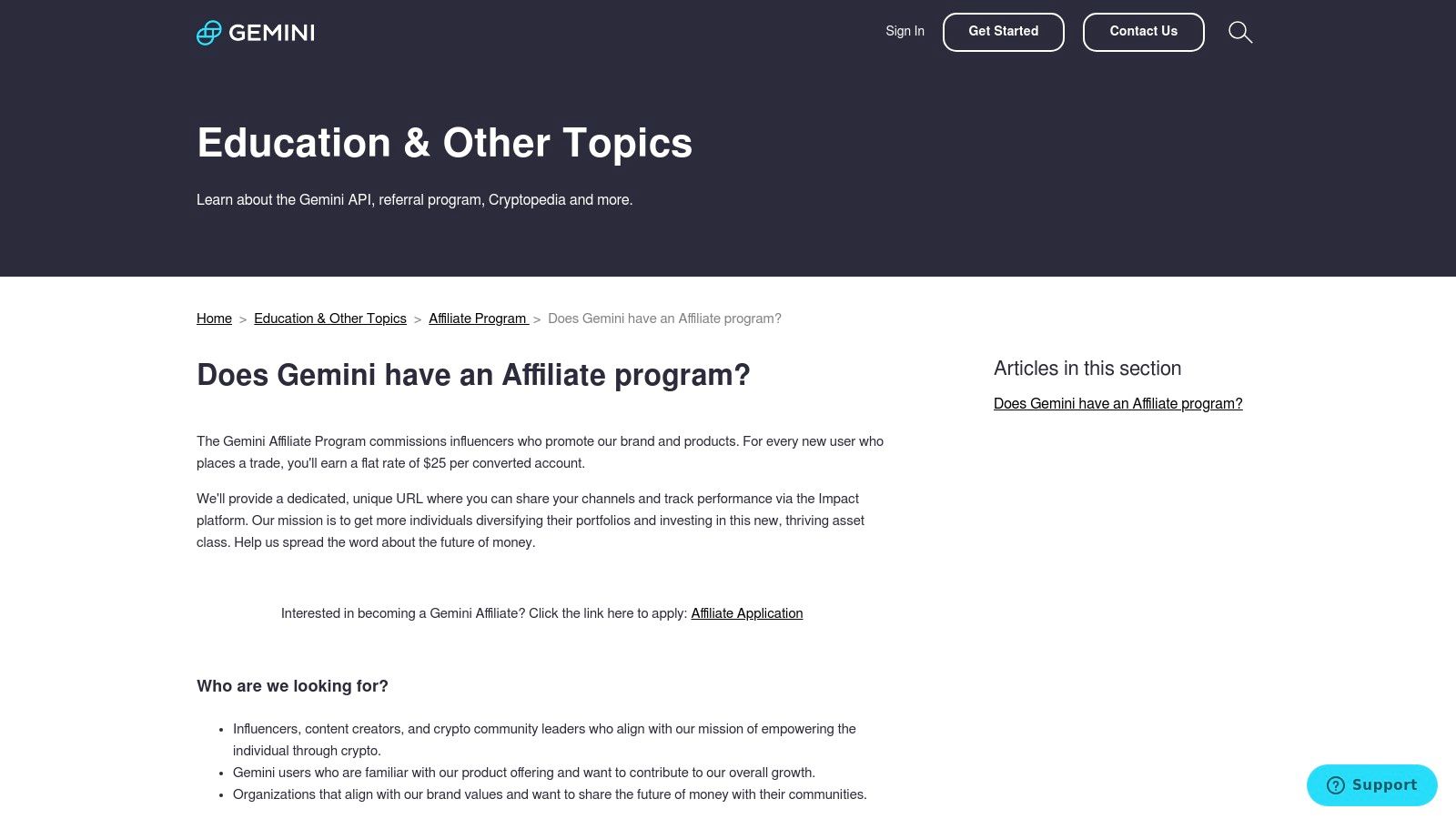 Gemini Affiliate Program