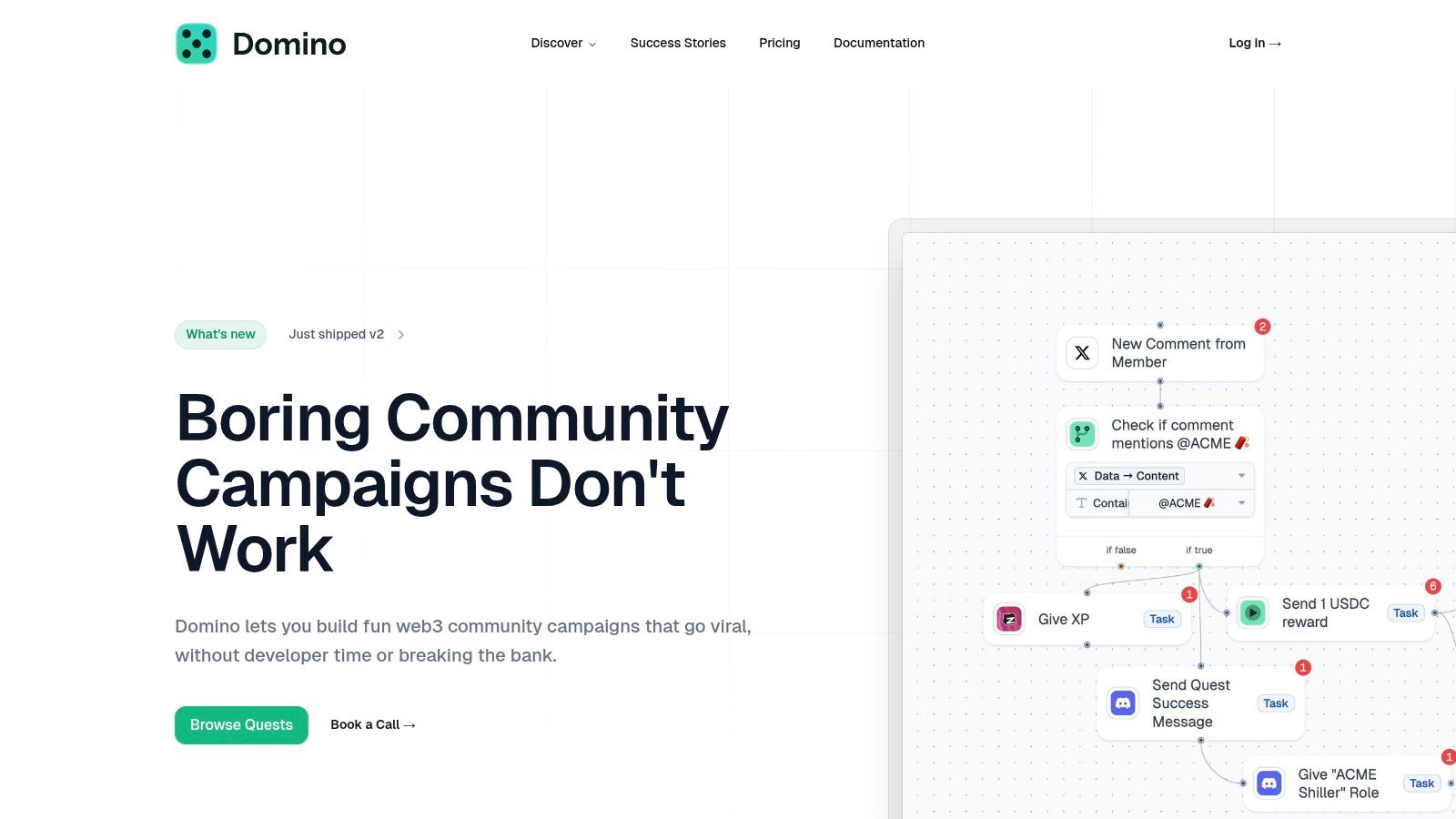 Domino's no-code quest builder interface