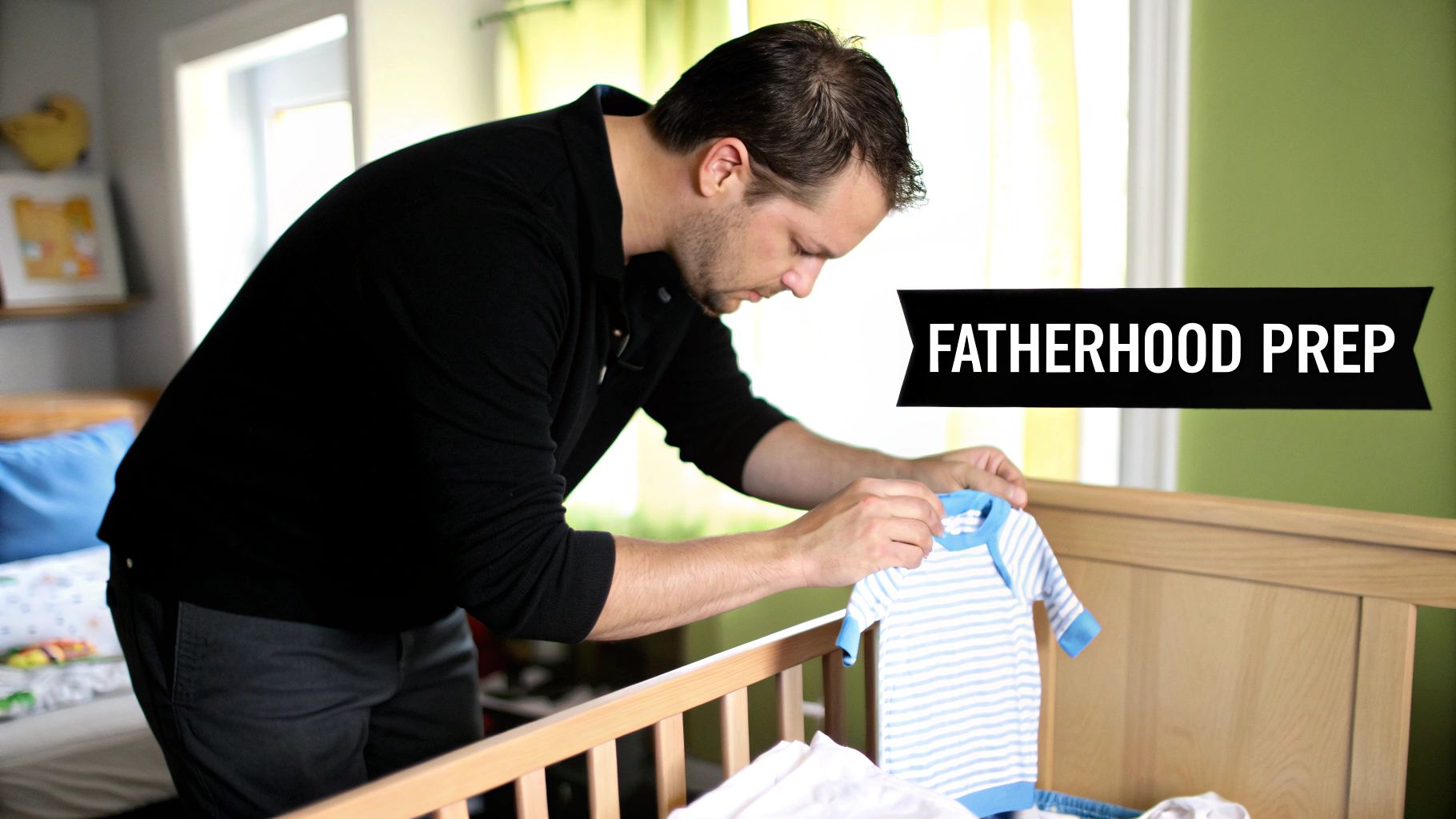 New dad carrying baby through the door