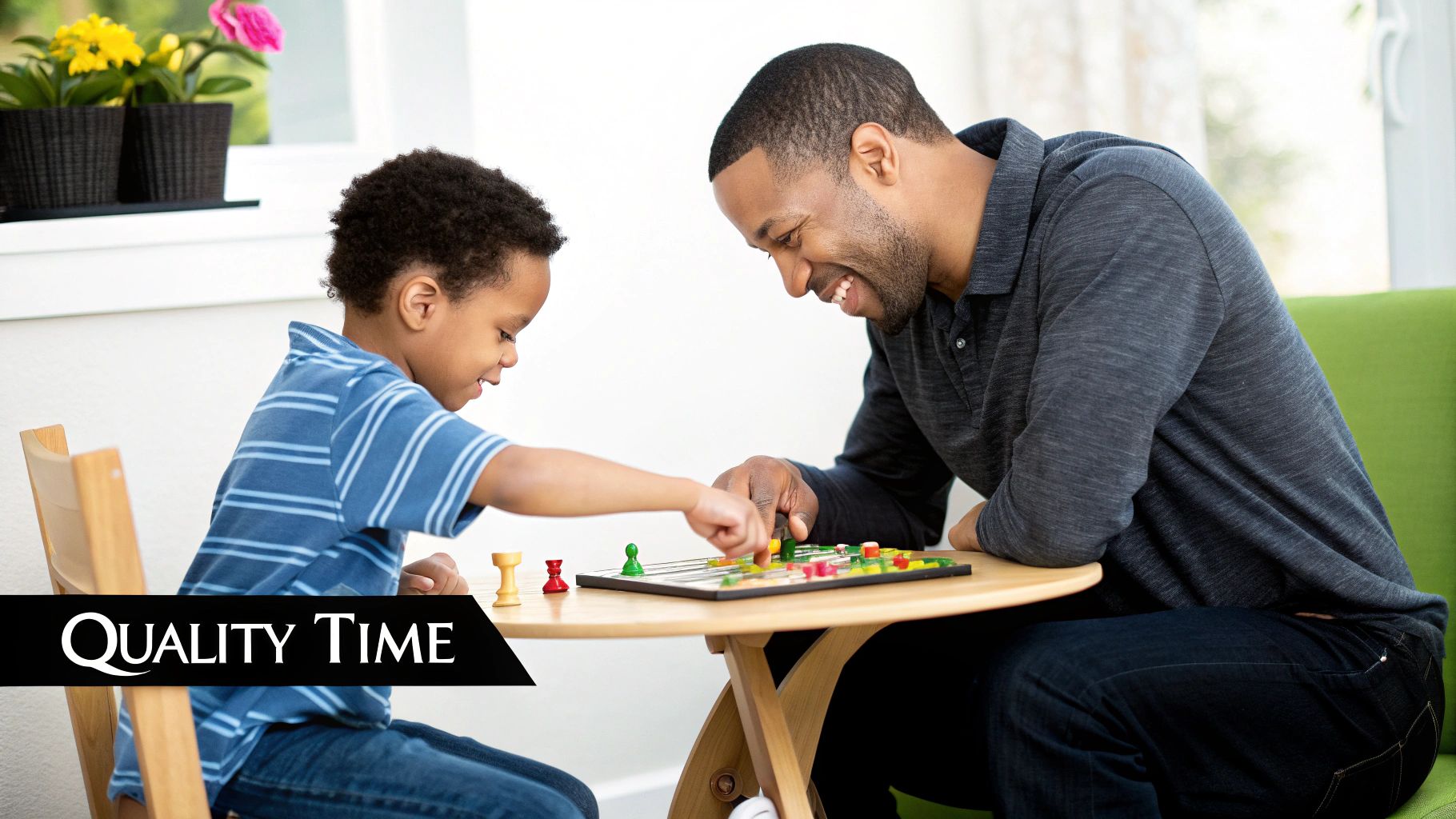 Modern dad playing with his child
