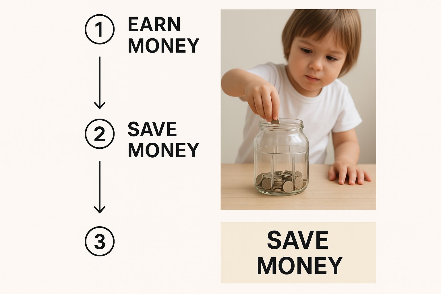 Infographic about how to teach kids about money