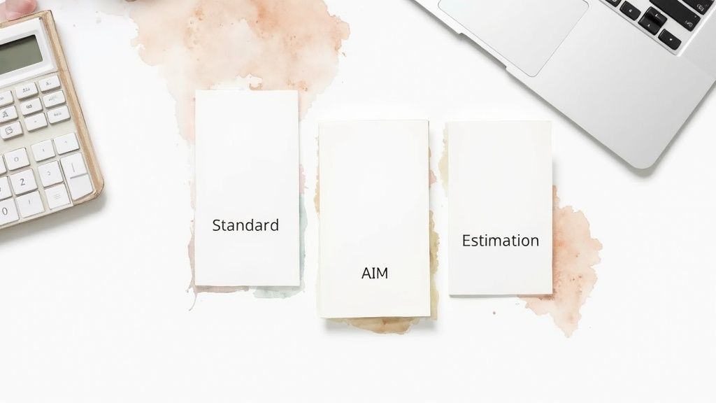 A close-up shot of a calculator, pen, and financial documents, suggesting the process of calculation.