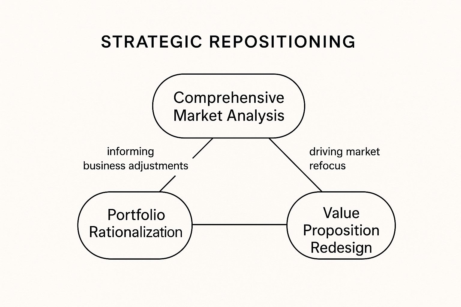 Infographic showing key data about Strategic Repositioning and Market Refocus part of Business Turnaround Strategies