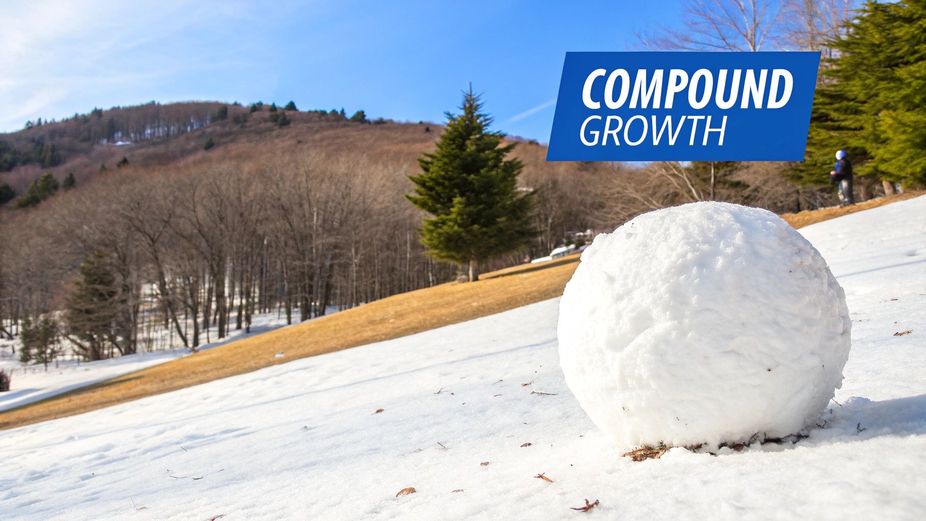 An image illustrating the snowball effect of compounding interest over time