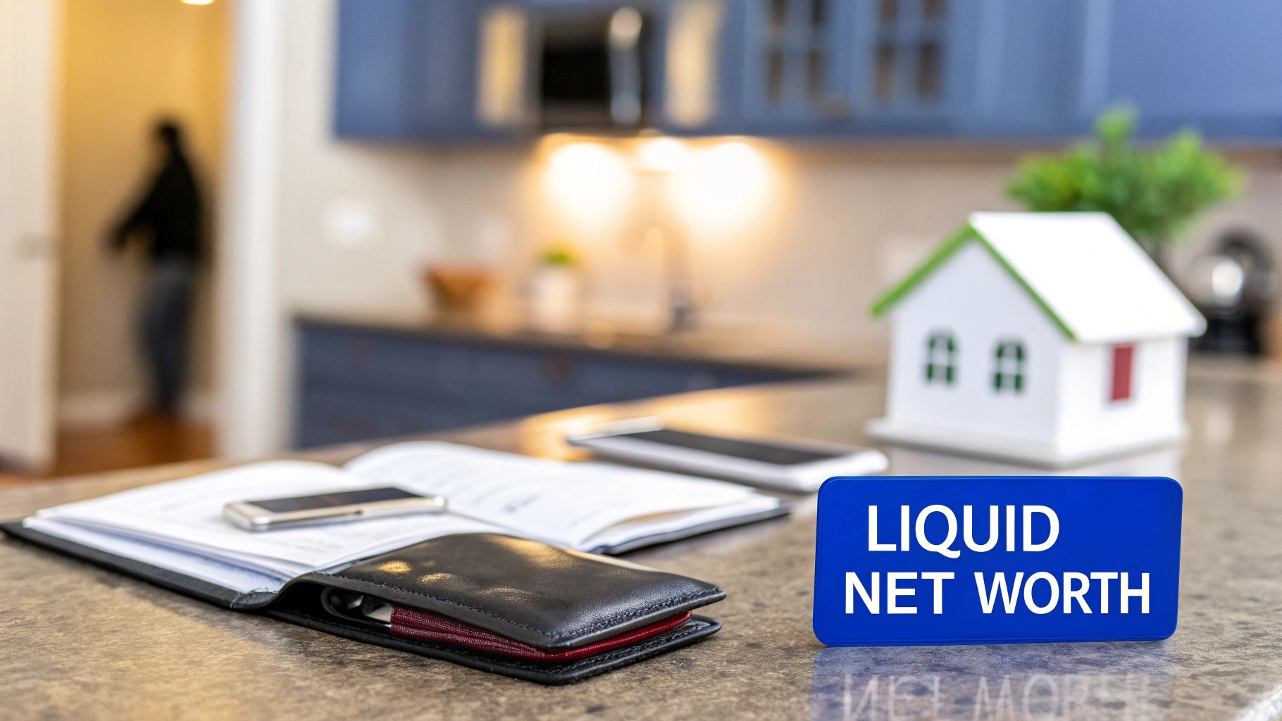 A person looking at a digital dashboard showing financial charts and graphs, representing the clarity of understanding one's liquid net worth.