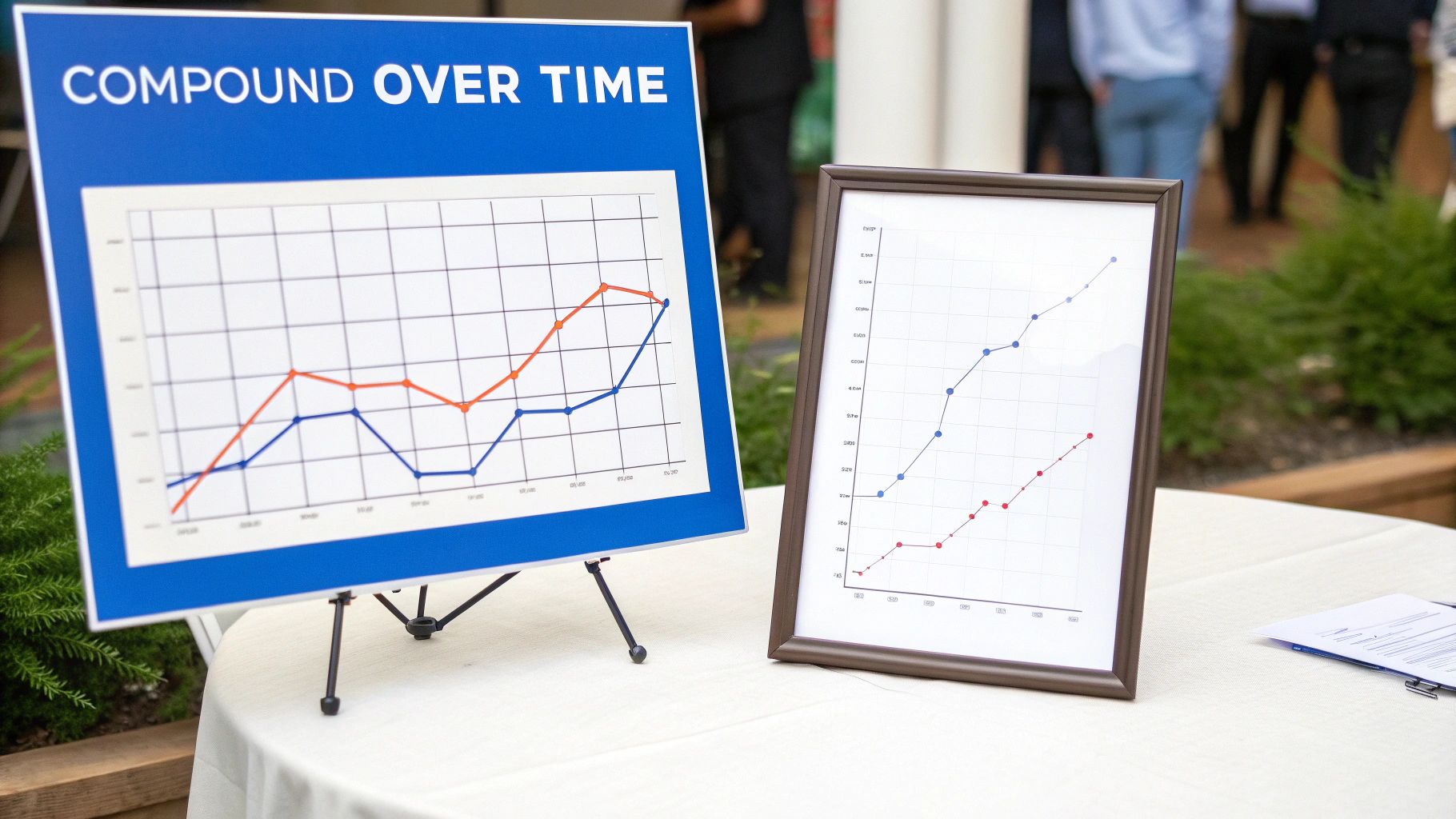 A global map with interconnected lines showing financial networks and market growth.