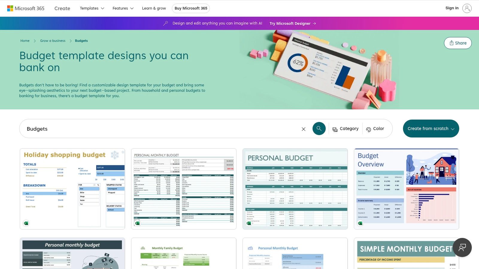 Microsoft Create – Free Budget and Expense Tracker Templates