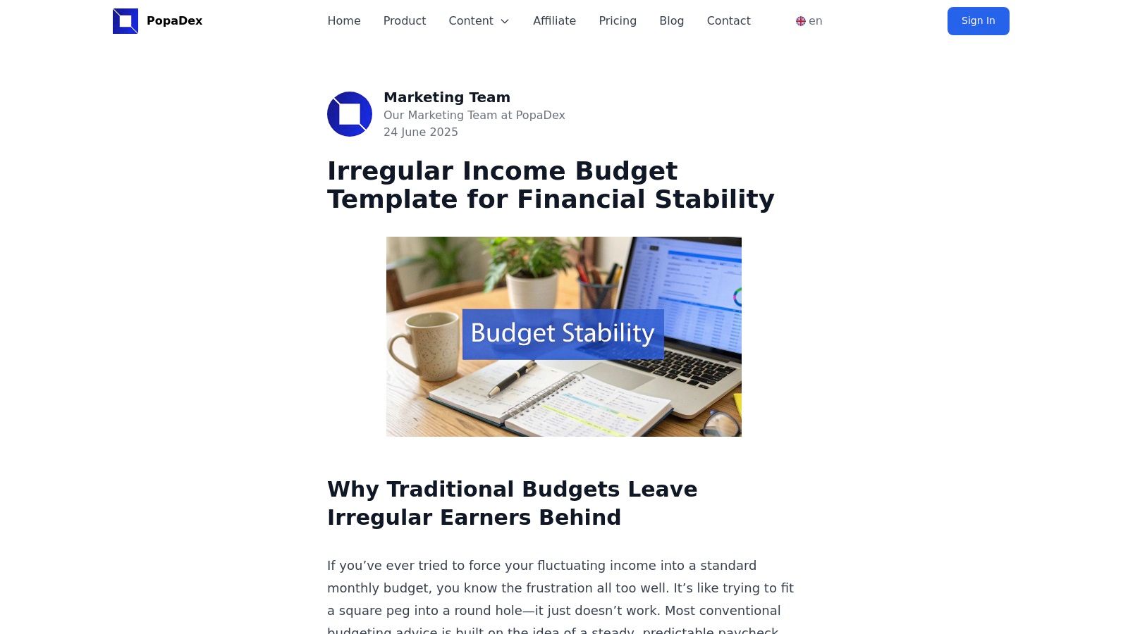 Irregular Income Budget Template for Financial Stability