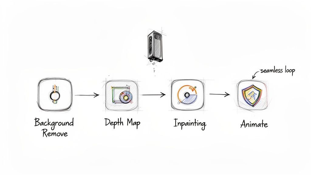 A diagram illustrates a four-step process: <a href=
